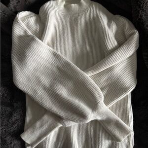 Line & Dot Mock Neck Cream Sweater